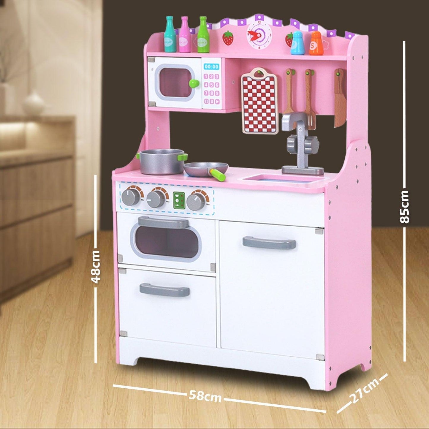 Kids Wooden Kitchen Pretend Play Set Toy Toddlers Children Cooking Food Cookware.