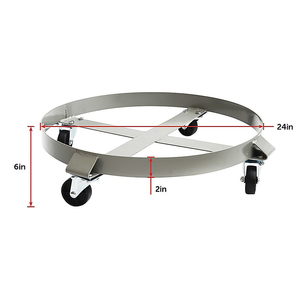 Drum Dolly 450kg 55 Gallon w Swivel Casters Heavy Duty Steel Frame Non Tipping.