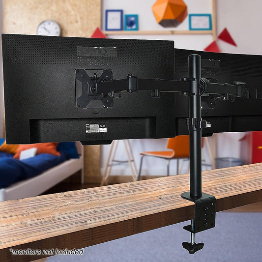 Dual LCD Monitor Desk Mount Stand Adjustable Fits 2 Screens Up To 27".