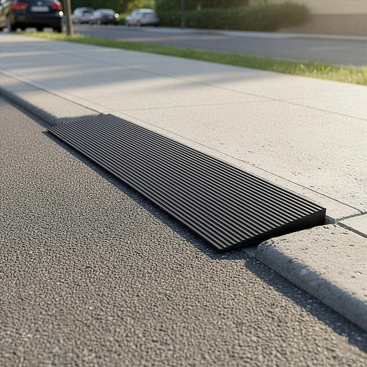 Cuttable Threshold Ramp Rubber Wheelchair Ramp Solid 4 cm Rise 90 cm Wide.
