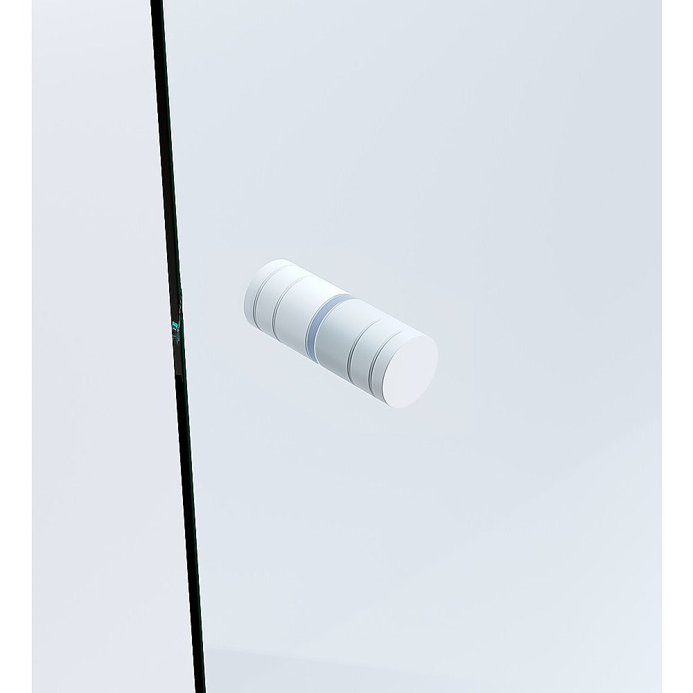 120x110cm Corner Frameless Shower Screen – White Wall Channel with Brass Hinges & Round Knob Handle
