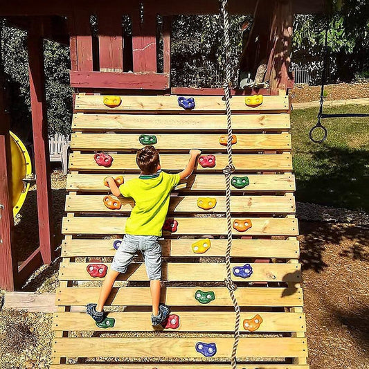 Jungle Gym Rock Climbing Holds Kids Wall Mounting Hardware Knotted Rope 25 Handles Playground.