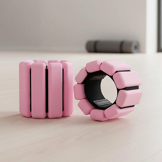2-Piece Ankle & Wrist Weights â 1kg Pair Adjustable Workout Bangles (Pink).