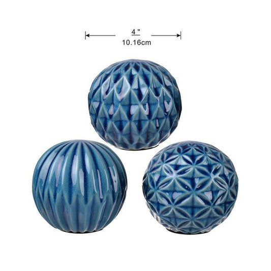 Set 3 Blue Marbleized Balls 10cm.