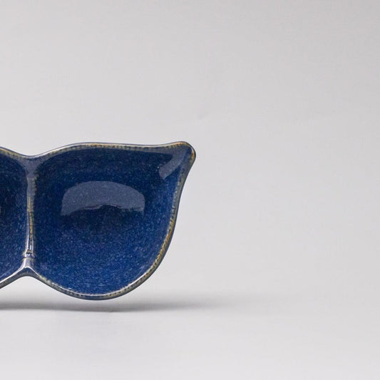 Edamame Triple Pod Dish 20cm Indigo Blue Glaze.