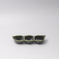 Edamame Triple Pod Dish 20cm Oribe Green Glaze.