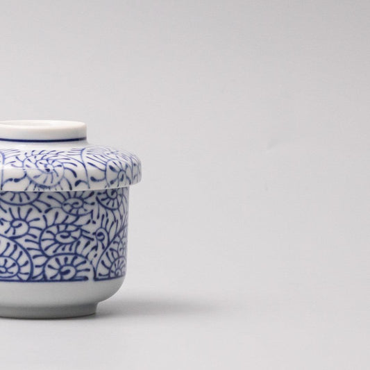 Cup Chawanmushi 170ml Blue Paisley Glaze.