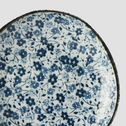 Saucer Organic Shape 12cm Blue Daisy Glaze.