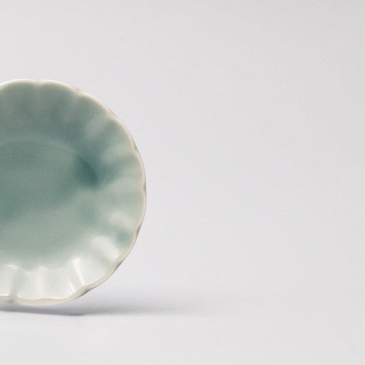 Sauce Dish 8cm Scallop Celadon Gloss Glaze.