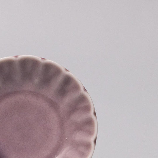 Sauce Dish 8cm Scallop Lilac Gloss Glaze.