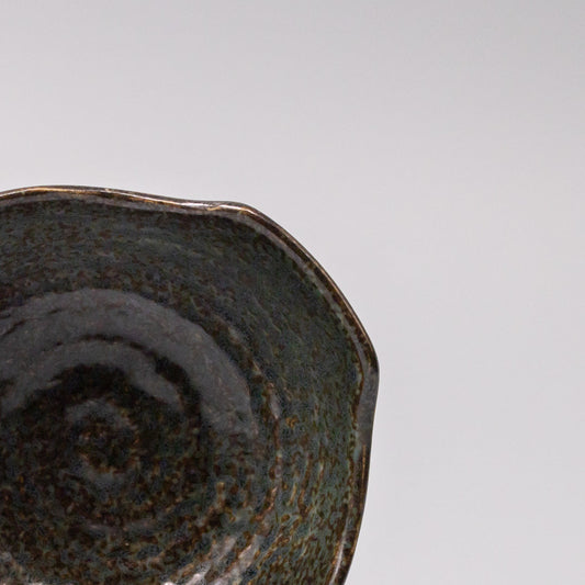 Bowl with Handle 13cm Navy Speckle Glaze.