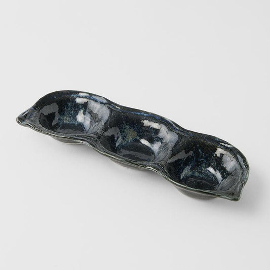 Edamame Triple Pod Dish 200ml Indigo Blue.
