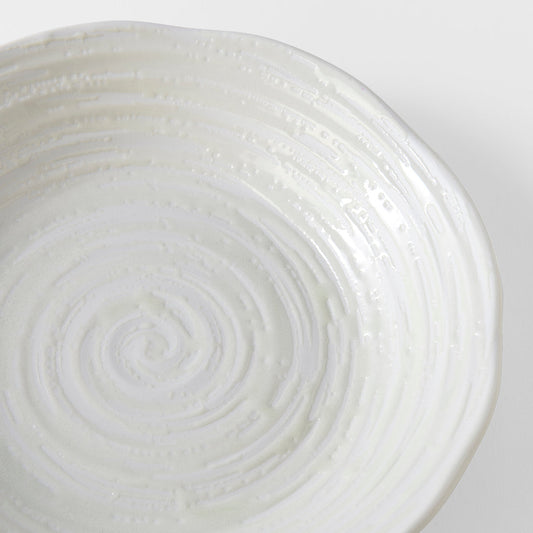 Bowl 23.5cm White Spiral Glaze.