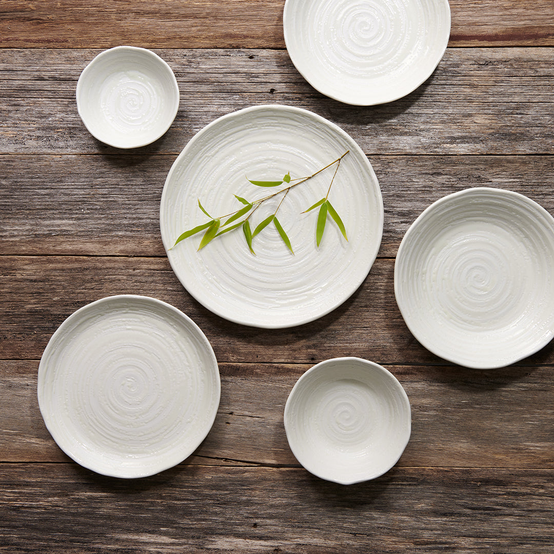 Side Plate 21.5cm White Spiral Glaze
