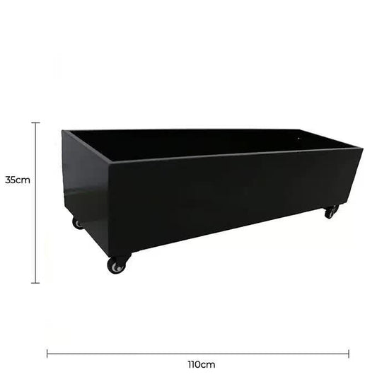 Black Metal Planter Medium + Wheels.