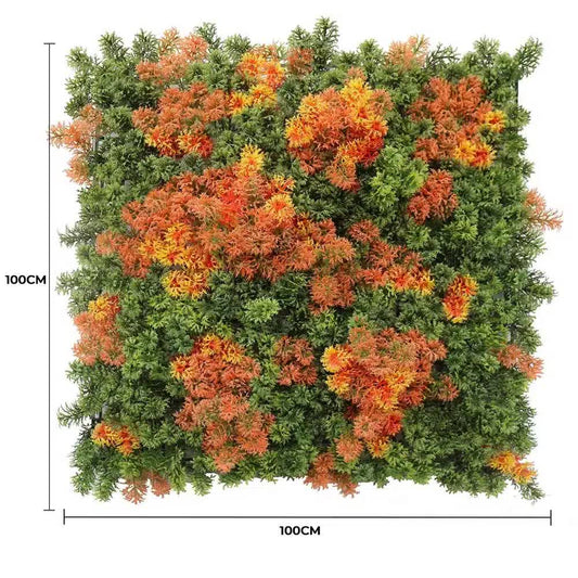 Mixed Orange and Green Moss Panel UV Resistant 100cm x 100cm (Back Order Only).