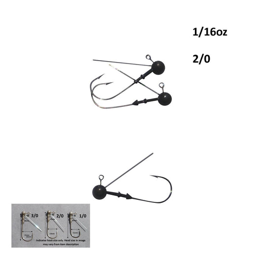Vike 1/16 oz Weedless Round Jig Head with a Size 2/0 Hook Tungsten, 4 pack.