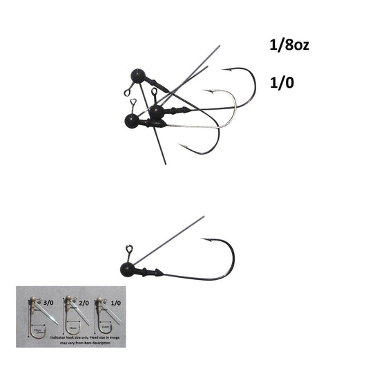 Vike 1/8 oz Weedless Round Jig Head with a Size 1/0 Hook Tungsten, 3 pack.
