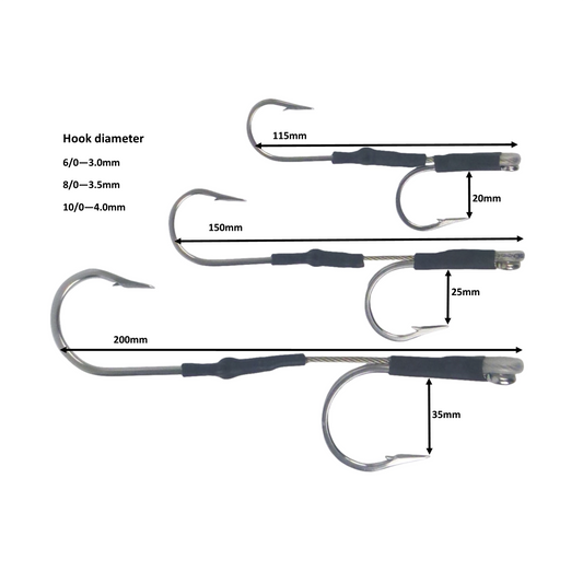 Swimerz Jigging & Trolling Hooks, 180 Double, 10/0, Qty 3.
