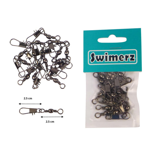 Swimerz Barrel Swivel w Interlock Snap, Size 3, 15 pack.