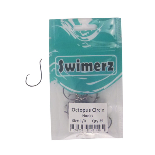 Swimerz 1/0 Octopus Circle Hooks, 25 pack.