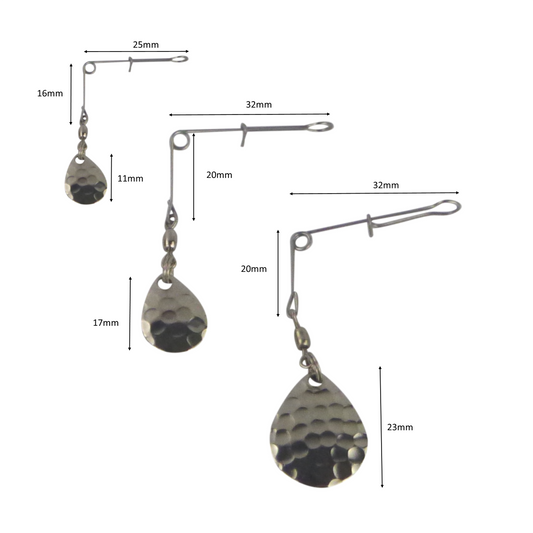 Swimerz Jig Spinner, Small, Hammered Nickel, 5 Pack.