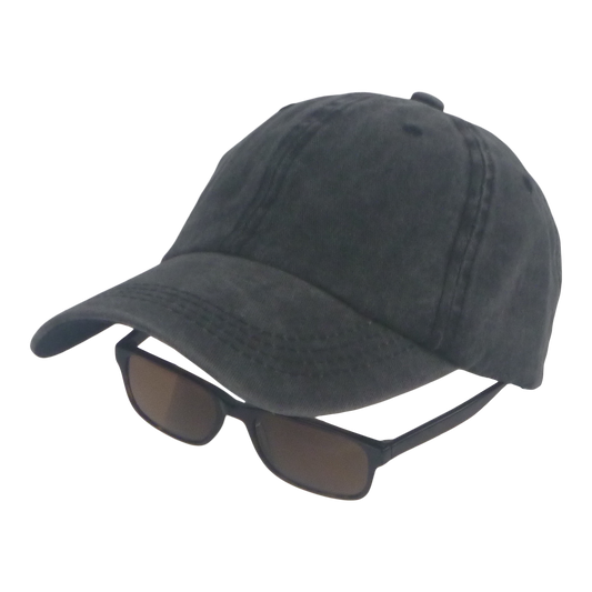 BSTC 6-Panel Baseball Cap, Distressed Cotton, Charcoal.