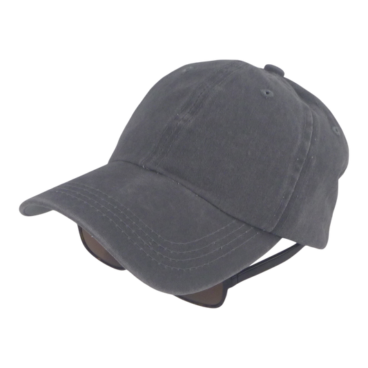 BSTC 6-Panel Baseball Cap, Distressed Cotton, Grey.