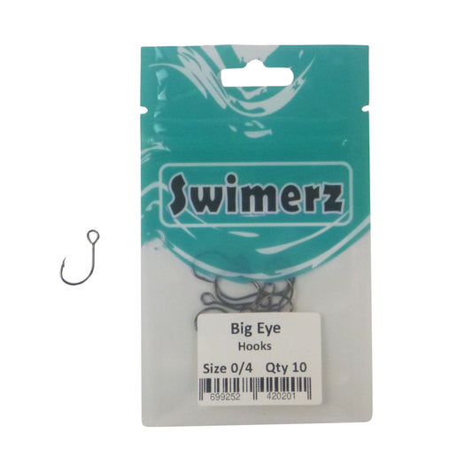 Swimerz Big Eye Inline Lure Hooks, Size 4, 10 Pack.