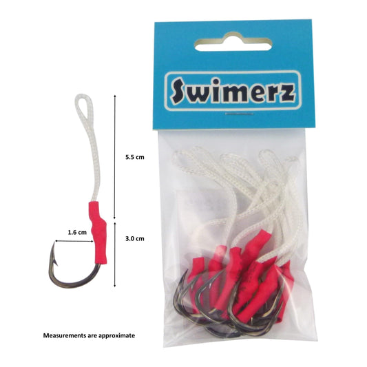 Swimerz 3/0 Single Assist Hooks, 8 pack.