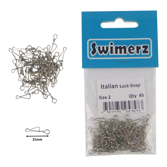 Swimerz Italian Snap, Closed Eye, size 2, 45 pack.