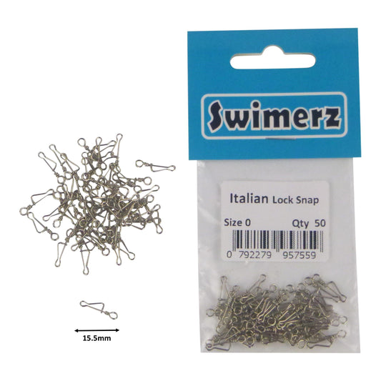 Swimerz Italian Snap, Closed Eye, size 0, 50 pack.