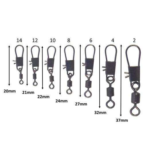 Swimerz Rolling Swivel w Interlock Snap, Size 14, 50 pack.