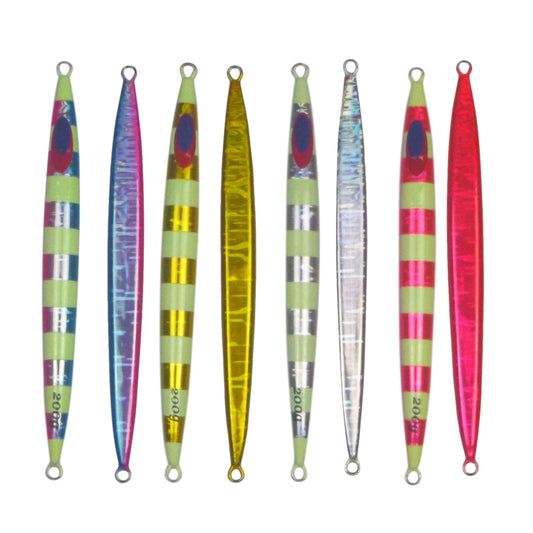 Finesse Lumo Fastdrop Jig, 200gm, Gold Stripe, Qty 2.