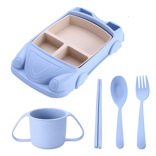 Baby Car Bowl - 5 PCs Set - Blue.