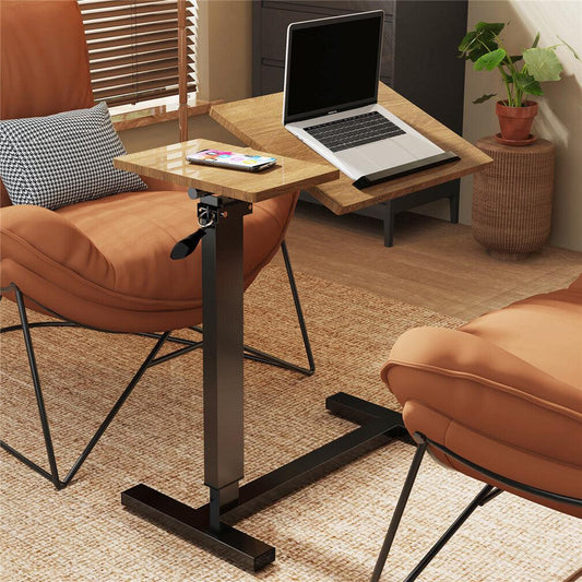 Premium height Adjustable Overbed Bedside Table With Wheels Solid Tilt Tray Table.