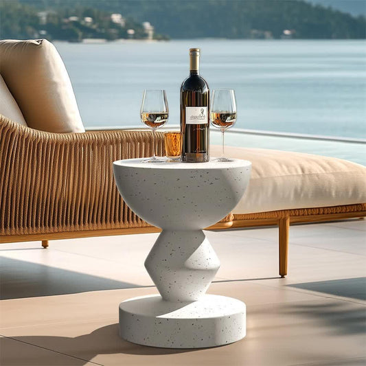 Stylish Lightweight Concrete Sofa Side Table Cement Bedside Table Outdoor Patio.