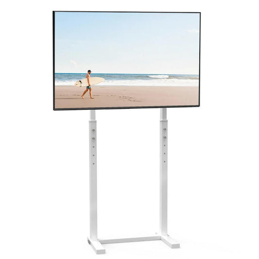 32-60 Inch TV Floor Stand Base - Universal Large TV Mount Holder Bracket - Adjustable Freestanding TV Stand for Living Room Bedroom - White.