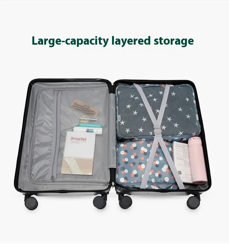 Smart Carry-On Luggage with Cup Holder & USB Charging Port - Black Color Spinner Suitcase for Travel Convenience 20 inch