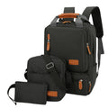 3-Piece Black Travel Backpack Set - Stylish Multi-Functional Backpack, Shoulder Bag & Pouch for Men & Women