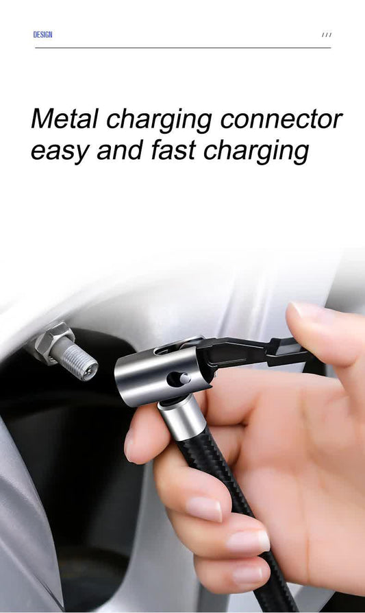 Portable 12V Tire Inflator with LED Light, 120W Air Compressor for Cars, Motorcycles, Bikes, and Inflatables.