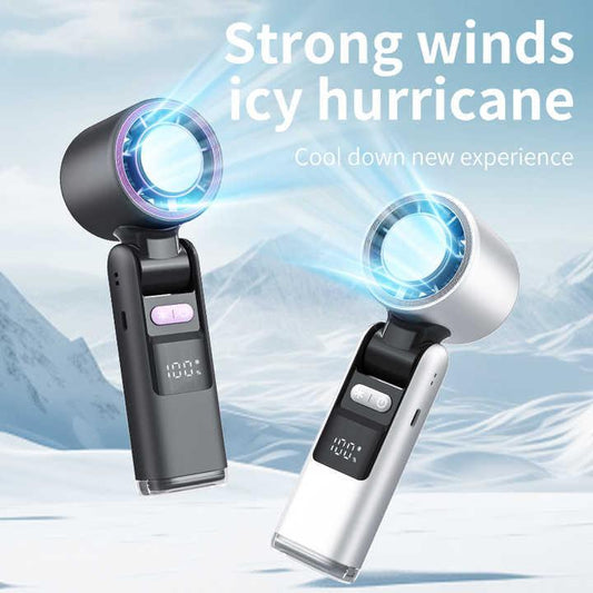 Pink Portable Handheld High-Speed Cooling Fan - Perfect for Outdoor Camping.