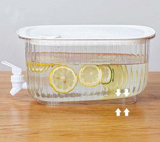 Transparent 4 Liter Refrigerator Cold Drink Dispenser, Juice & Fruit Infuser Water Pitcher, Spigot Beverage Container.
