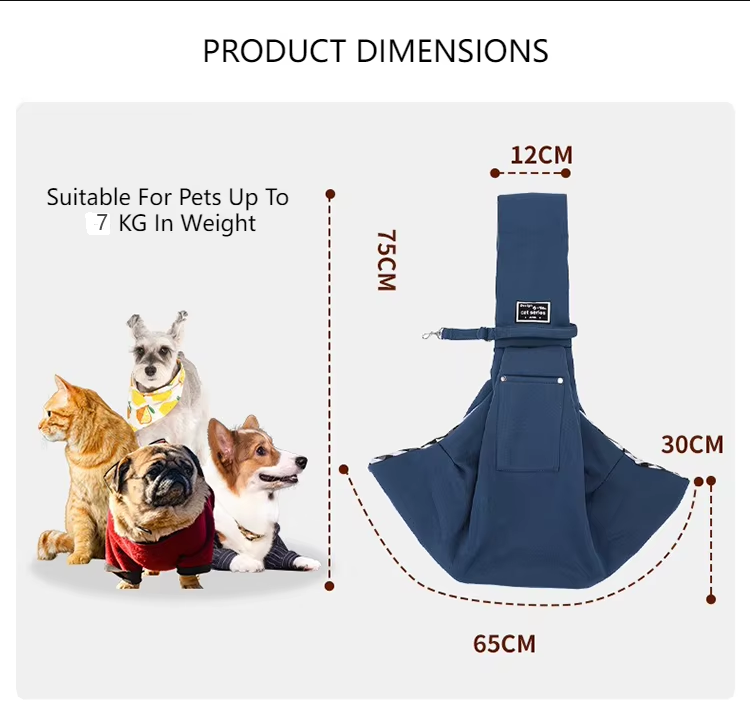 Black Pet Sling Carrier Bag - Comfortable and Hands-Free Design
