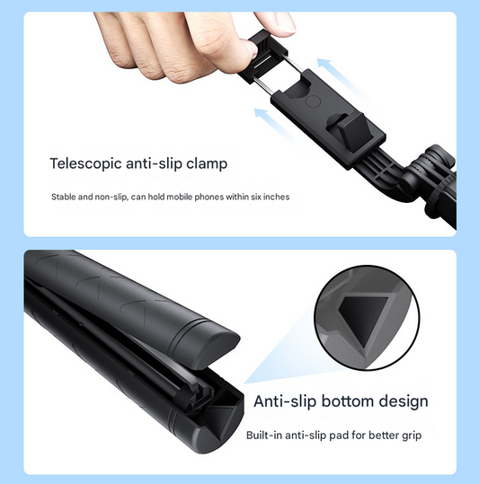 Double Light 3-in-1 Bluetooth Selfie Stick with Tripod and Remote Control - Adjustable for Smartphones.