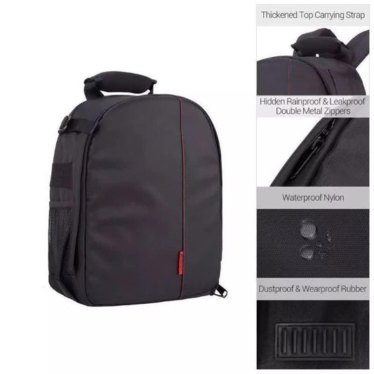 Orange Lining Water-Resistant DSLR Camera Backpack with Tripod Holder, Lightweight and Spacious Photography Bag for Outdoor Use(Camera and accessories are props, not included).