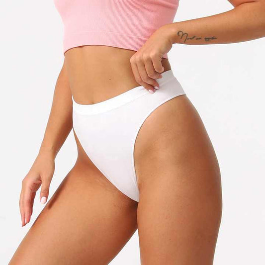 Size M Black Comfortable High-Waisted Thong Underwear - 3-Pack for Everyday Comfort