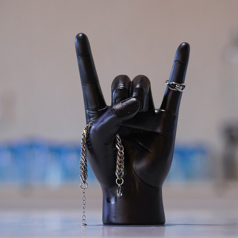 White Right Hand Resin Rock and Roll Hand Figurine - Stylish Desk and Living Room Decor