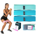 Blue Colour Scheme Fabric Resistance Bands Set - 3 Levels Non-Slip Hip Bands for Strength Training.