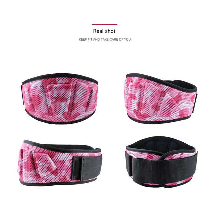 Size XL Pink Camouflage Camo Weightlifting Belt - EVA Nylon Gym Belt for Squats, Deadlifts & Lumbar Support.